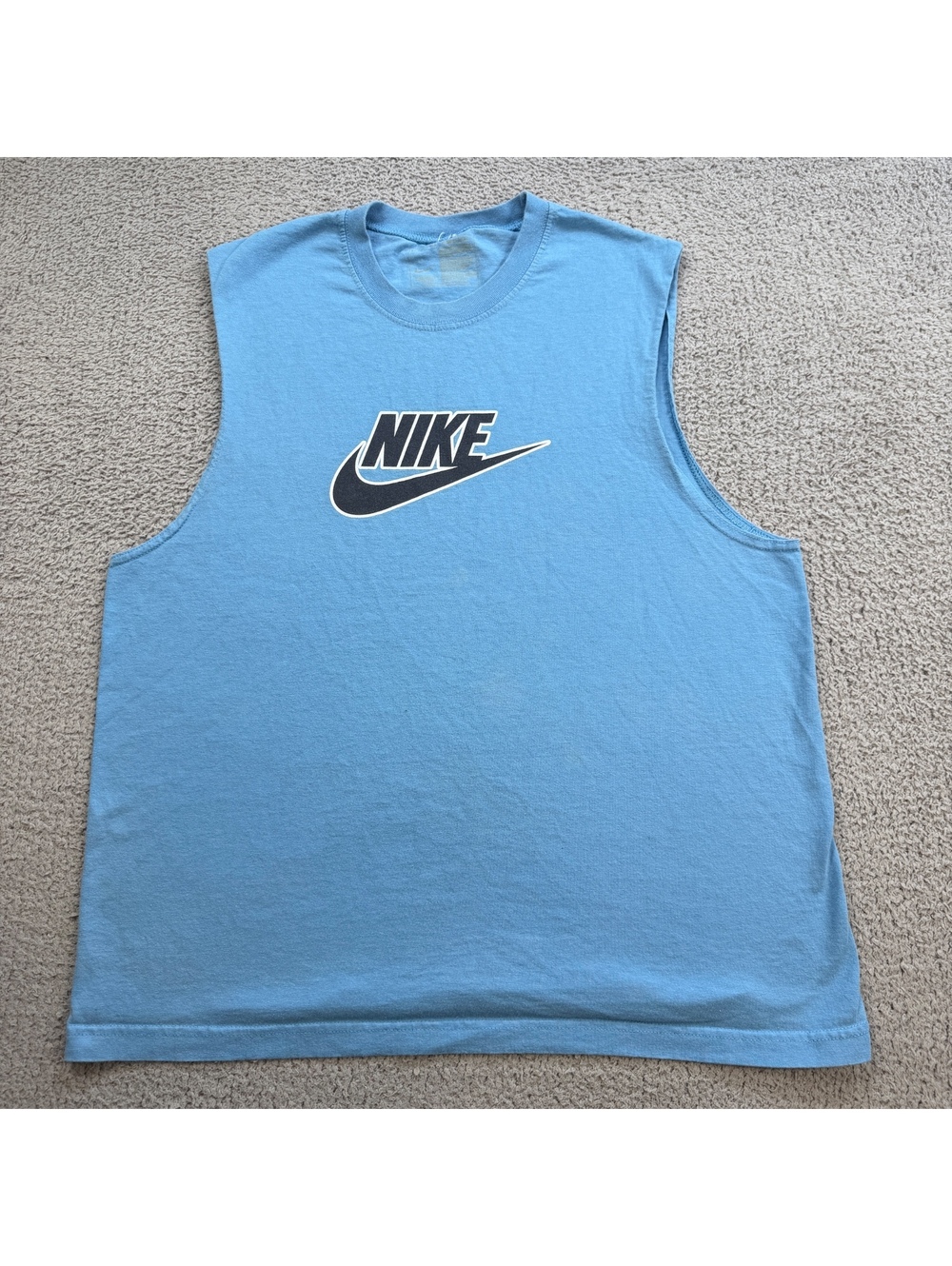 Nike Swoosh Logo Blue Sleeveless Muscle Shirt Men’s XL Gym Workout Tank